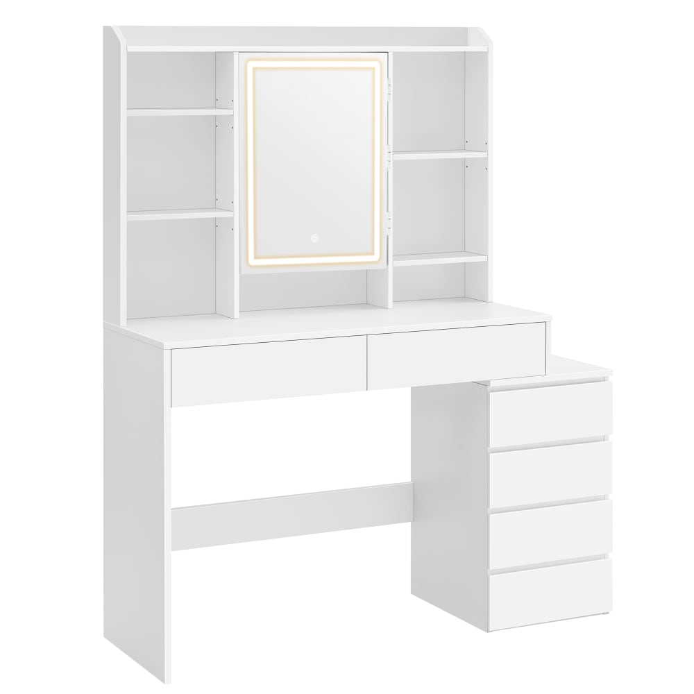 Coiffeuse avec miroir étagère de rangement l 117,5 cm blanc