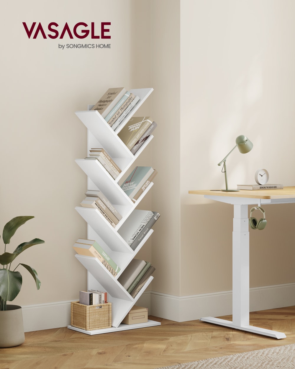 Bibliothèque en forme d'arbre à 8 niveaux gain de place blanc - Maisons du Monde
