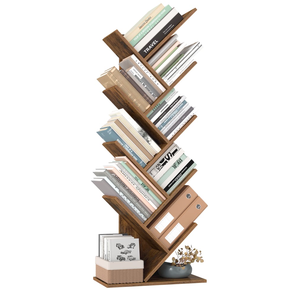 Étagère d'angle 9 niveaux gain de place pour bureau chambre marron