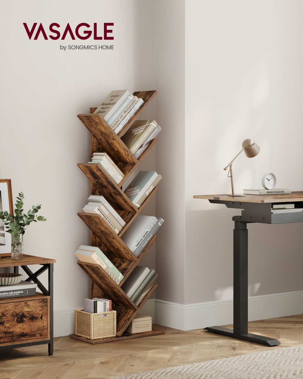 Étagère d'angle 9 niveaux gain de place pour bureau chambre marron - Maisons du Monde