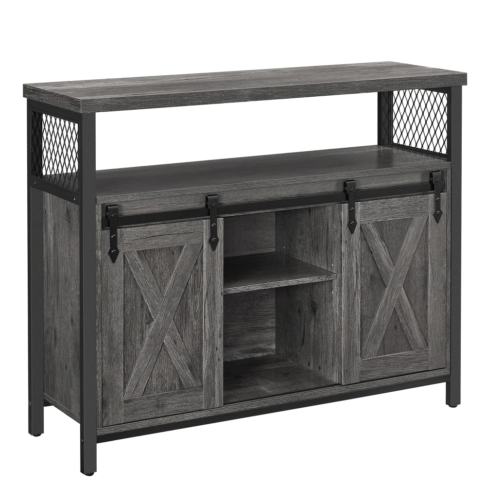 Meuble de rangement avec 2 portes 33 x 100 x 80 cm gris et noir