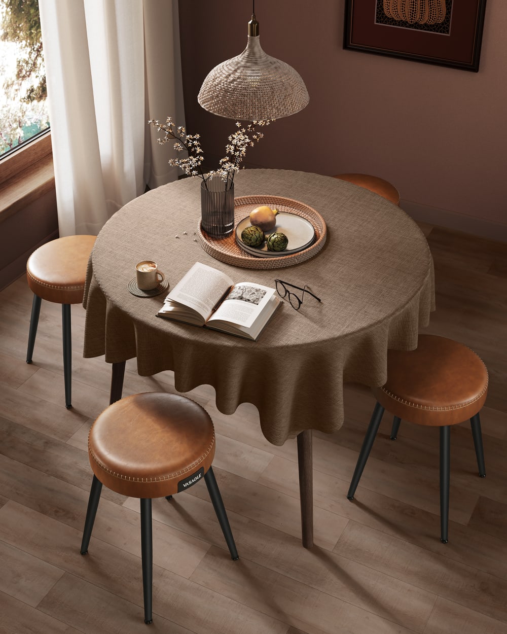 Tabourets de salle à manger 48 x 48 x 48.2 cm marron et noir - Maisons du Monde