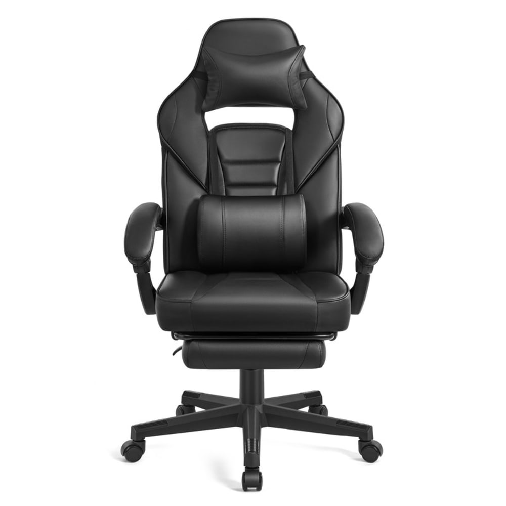 Fauteuil de bureau repose-pieds télescopique noir d'encre