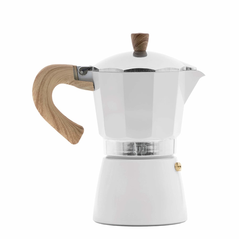 BOJ Cafetière Moka 6 tasses Blanc Aluminium