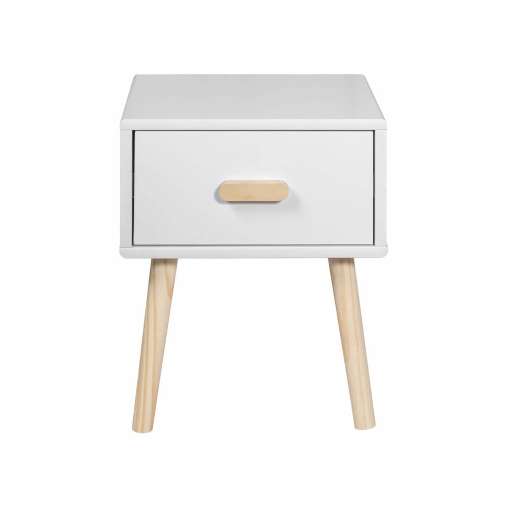 Mobili Rebecca Nachttisch für Kinder in Weiß aus MDF und Kiefer mit 1 Schublade style modern WEISS SPANPLATTE Baby