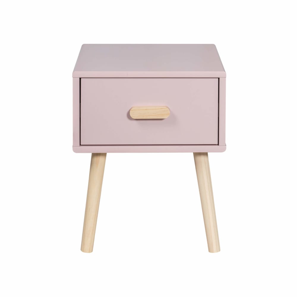 Table de chevet pour enfants rose avec 1 tiroir