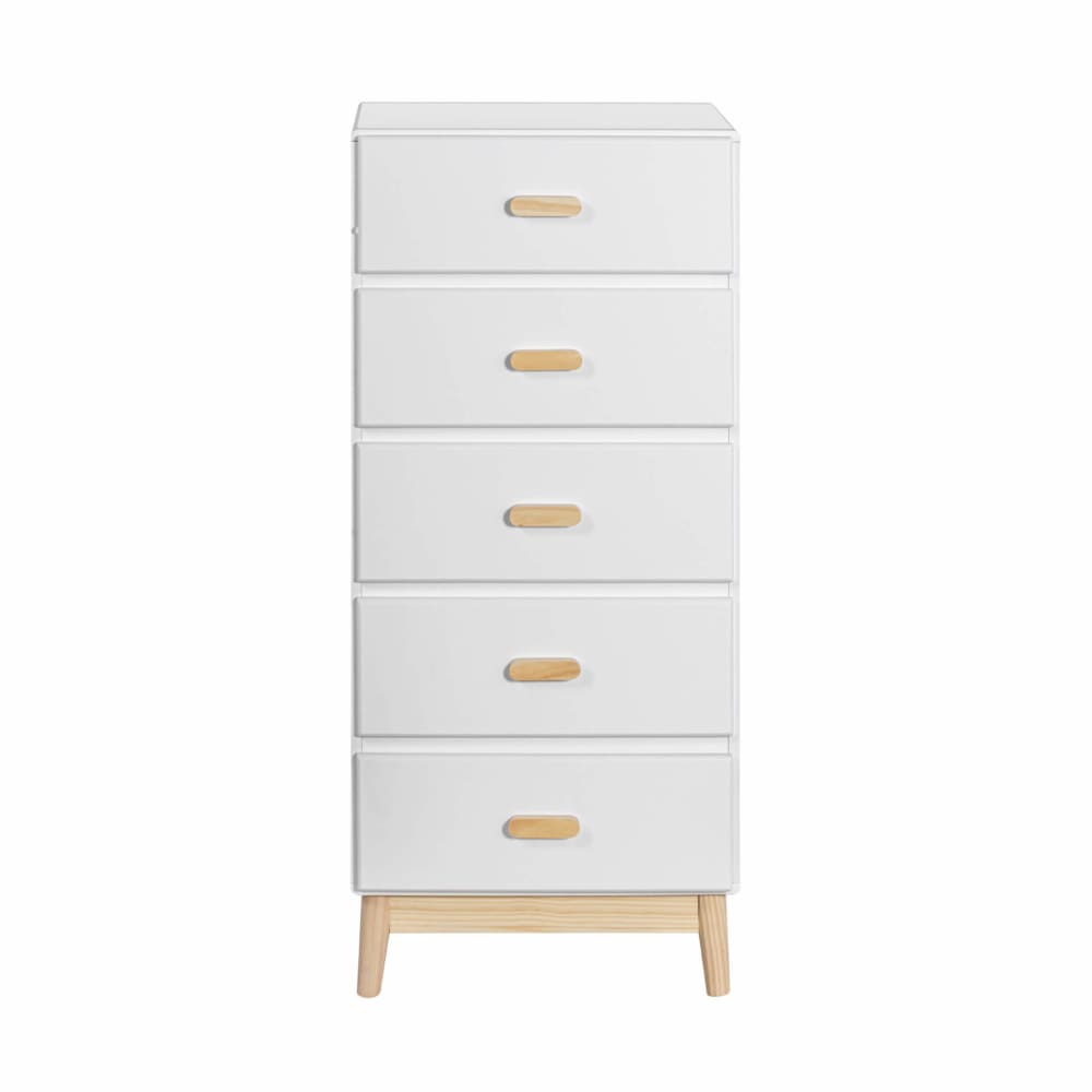 Mobili Rebecca Kinderkommode mit 5 Schubladen aus weißem MDF style modern Spanplatte Kinder