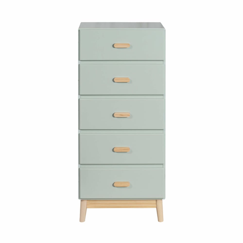 Mobili Rebecca Kinderkommode mit 5 grünen Schubladen aus MDF style modern Spanplatte Kinder