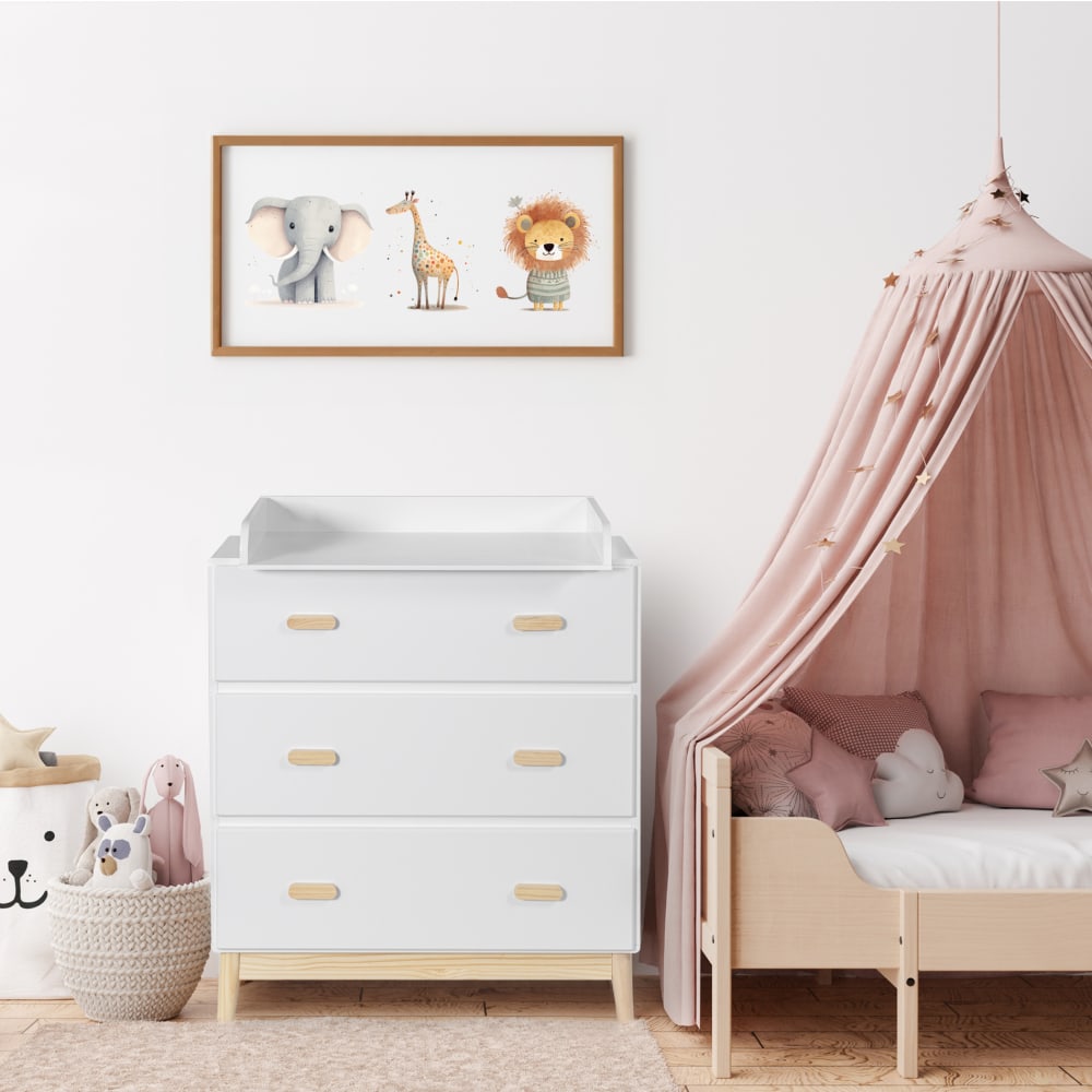 Commode avec table à langer et 3 tiroirs blanc (Mobili Rebecca) - Image 1