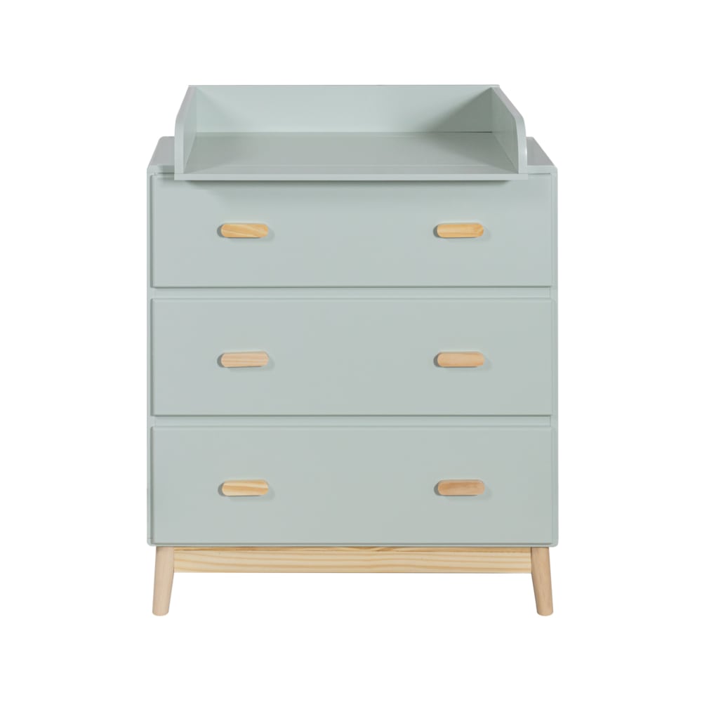 Commode avec table à langer et 3 tiroirs vert