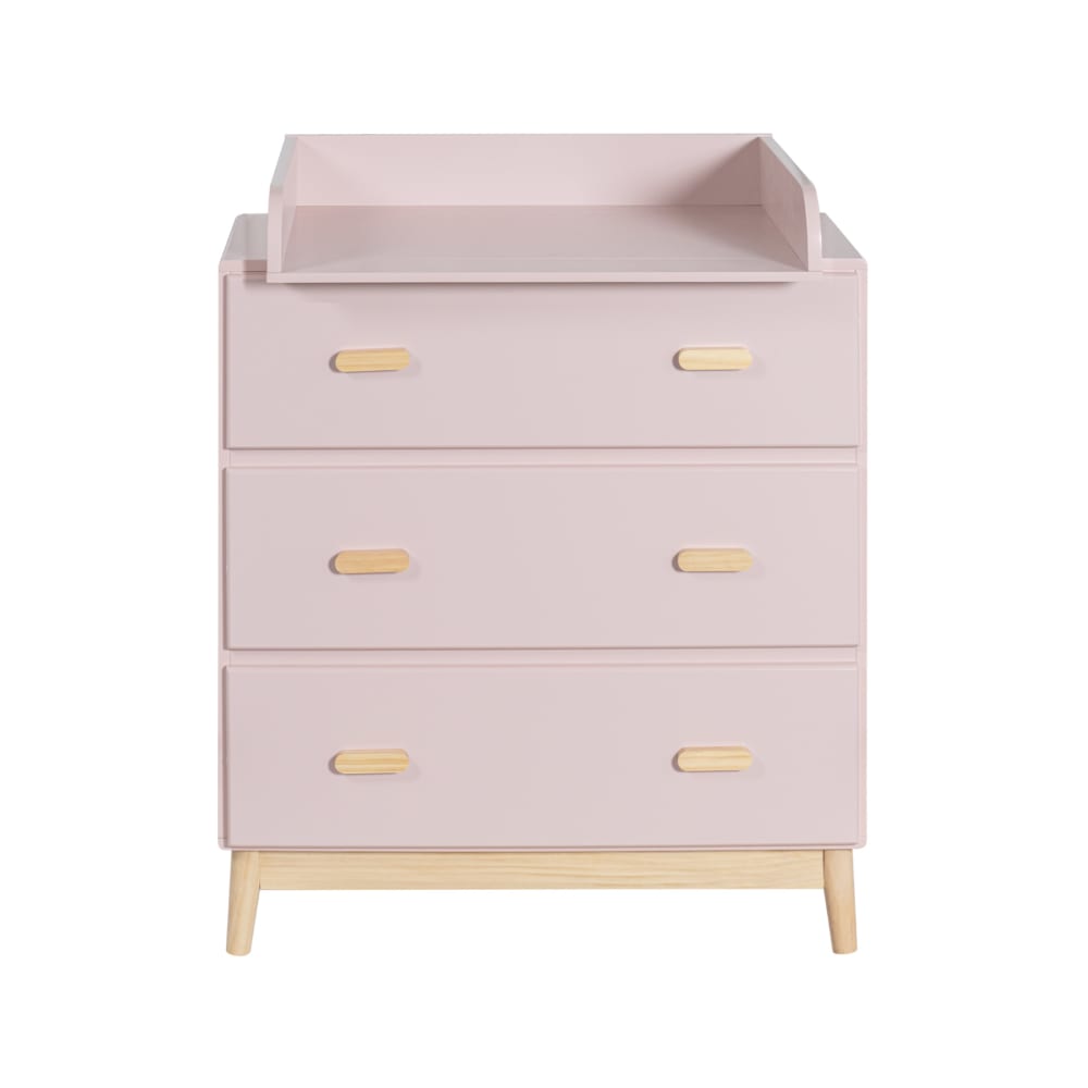 Commode avec table à langer et 3 tiroirs rose