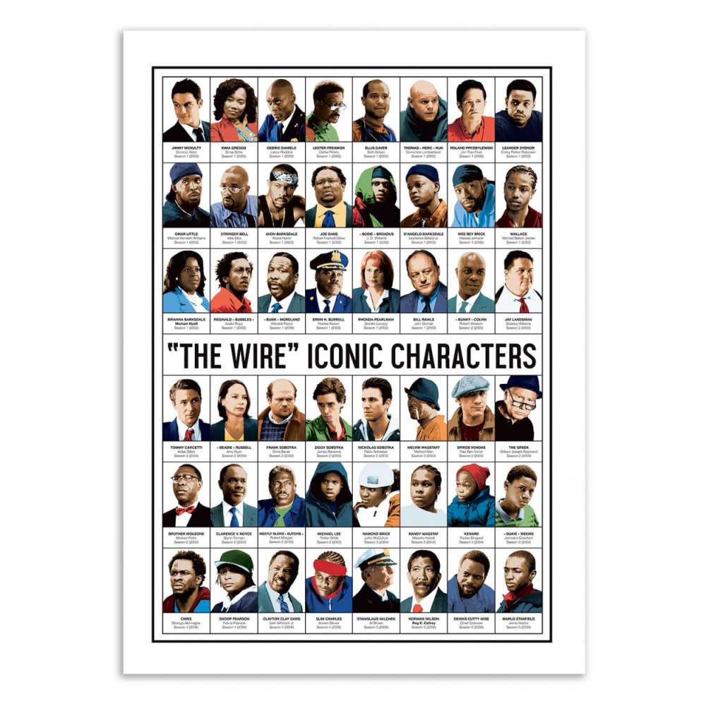 Affiche 30x40 cm - The Wire Characters - Olivier Bourdereau — Beyit