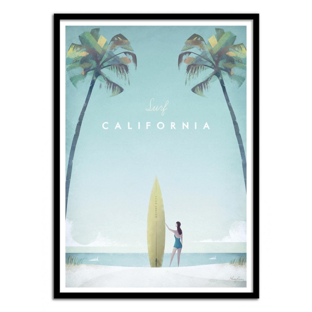 Affiche 30x40 cm et cadre noir - Visit California - Henry Rivers