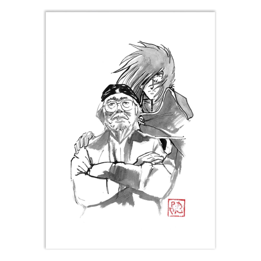 Wall Editions LEIJI MATSUMOTO - Affiche d'art 50 x 70 cm style contemporain Noir Papier