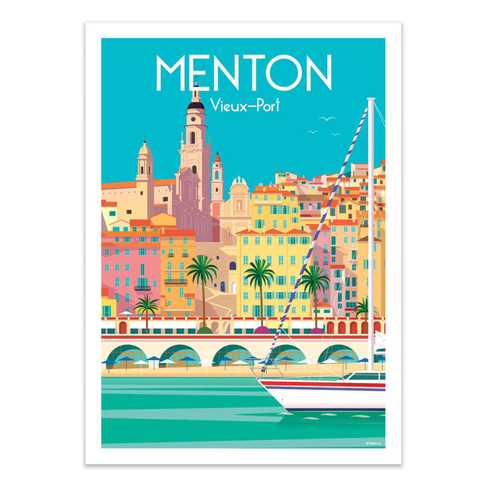 MENTON VIEUX-PORT - RAPHAEL DELERUE - Affiche d'art 50 x 70 cm — Beyit