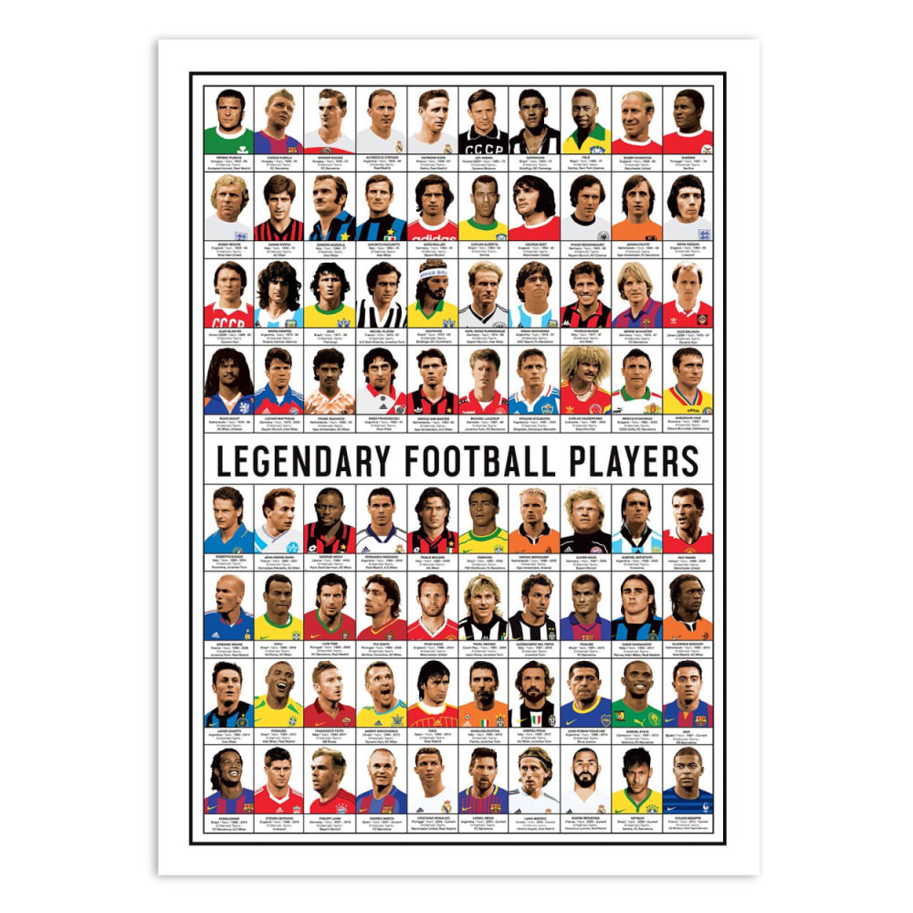 Affiche 50x70 cm  - Legendary Football Players -