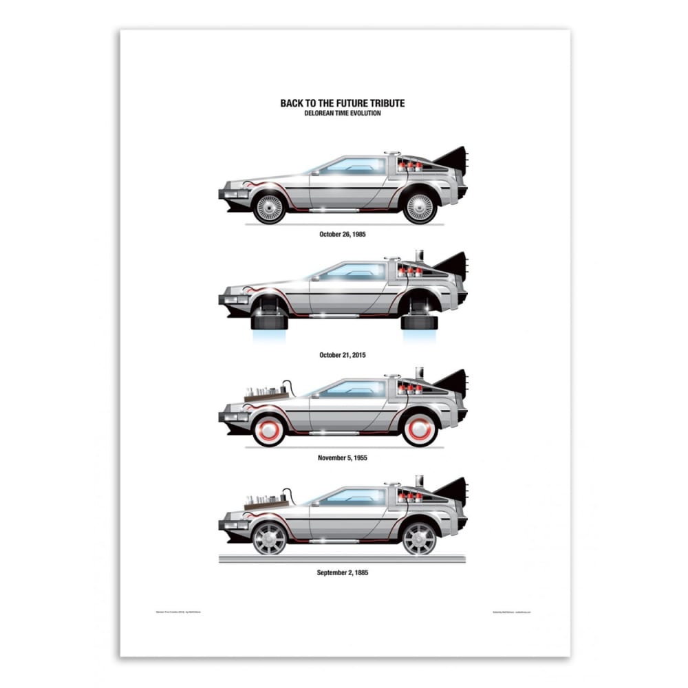 Affiche 50x70 cm - DeLorean DMC-12 - Olivier Bourdereau — Beyit