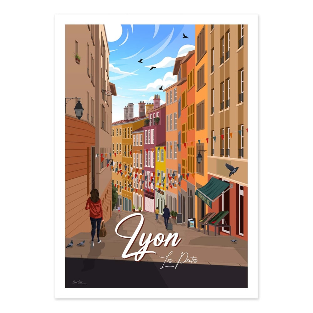 Affiche 30x40 cm - Lyon Les Pentes - Benoit Collet — Beyit