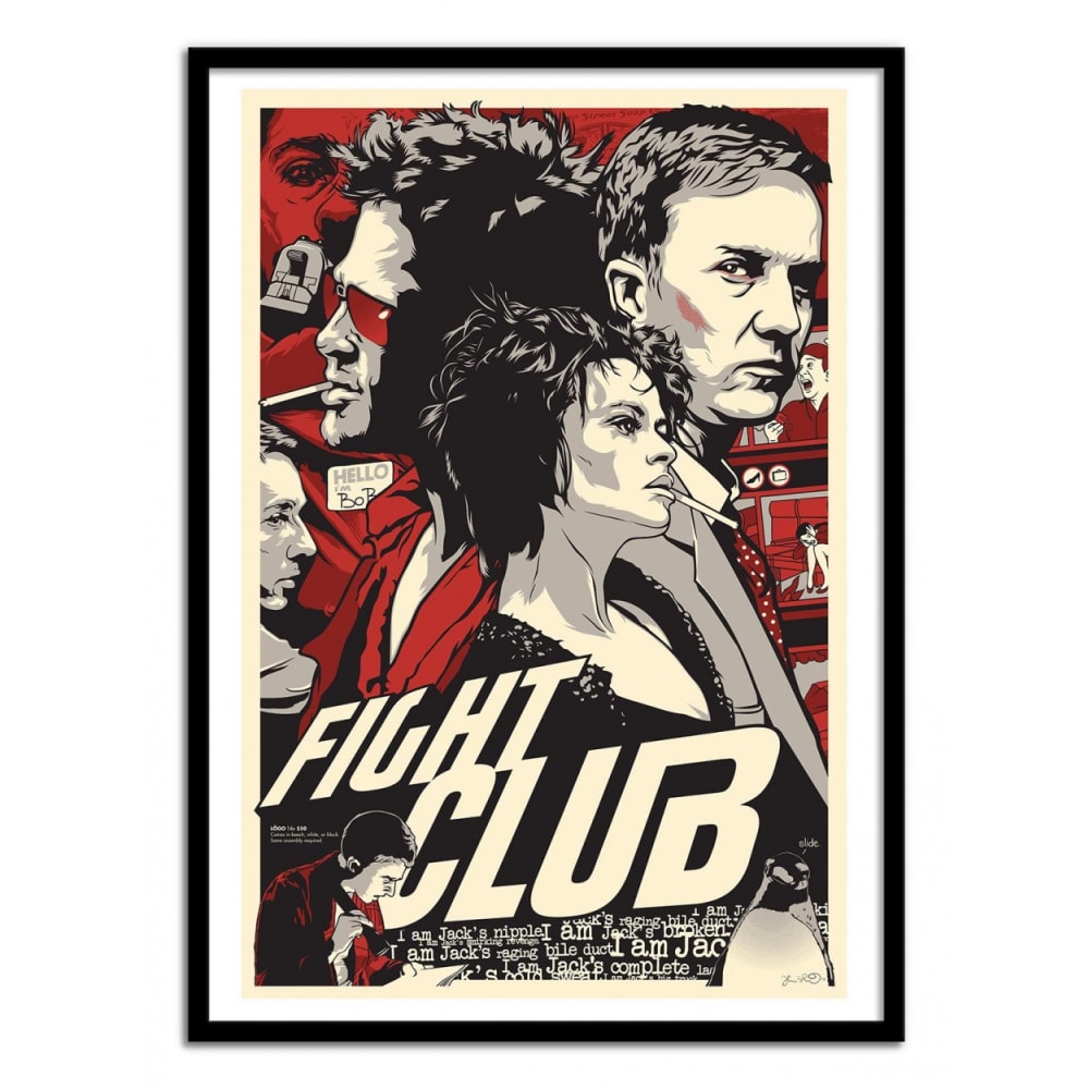 Affiche 50x70 cm et cadre noir - Fight Club -  Joshua Budich