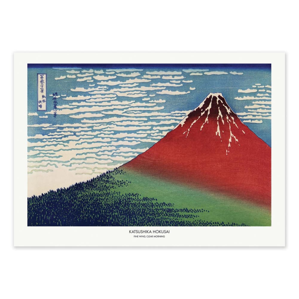 Affiche 50x70 cm - Fine Wind, Clear Morning - Katsushika Hokusai