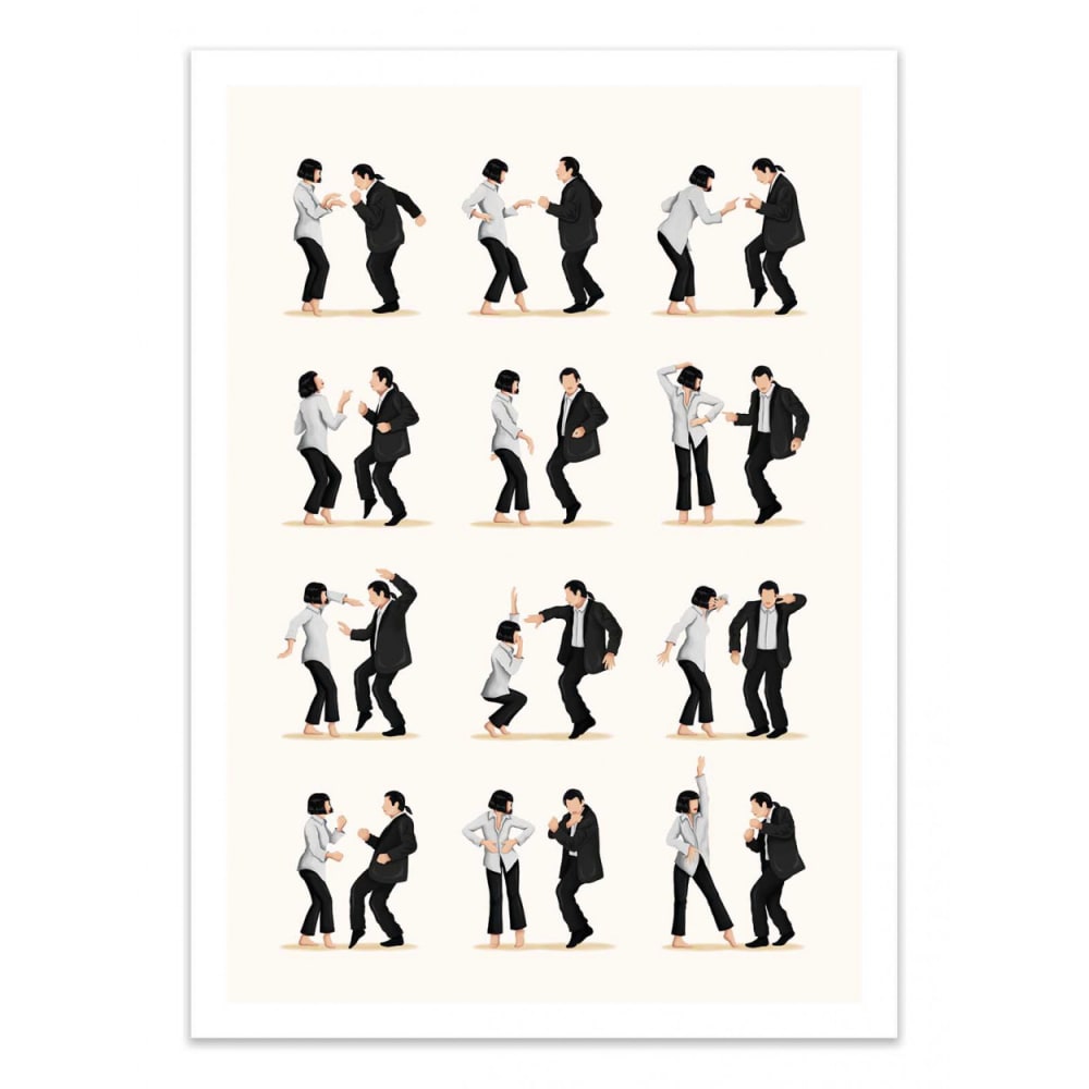 Affiche 50x70 cm - Pulp Fiction Dancing - Nour Tohme