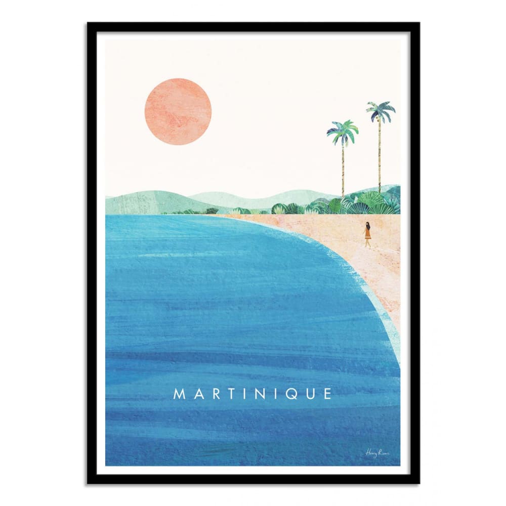Affiche 50x70 cm et cadre noir - Martinique - Henry Rivers