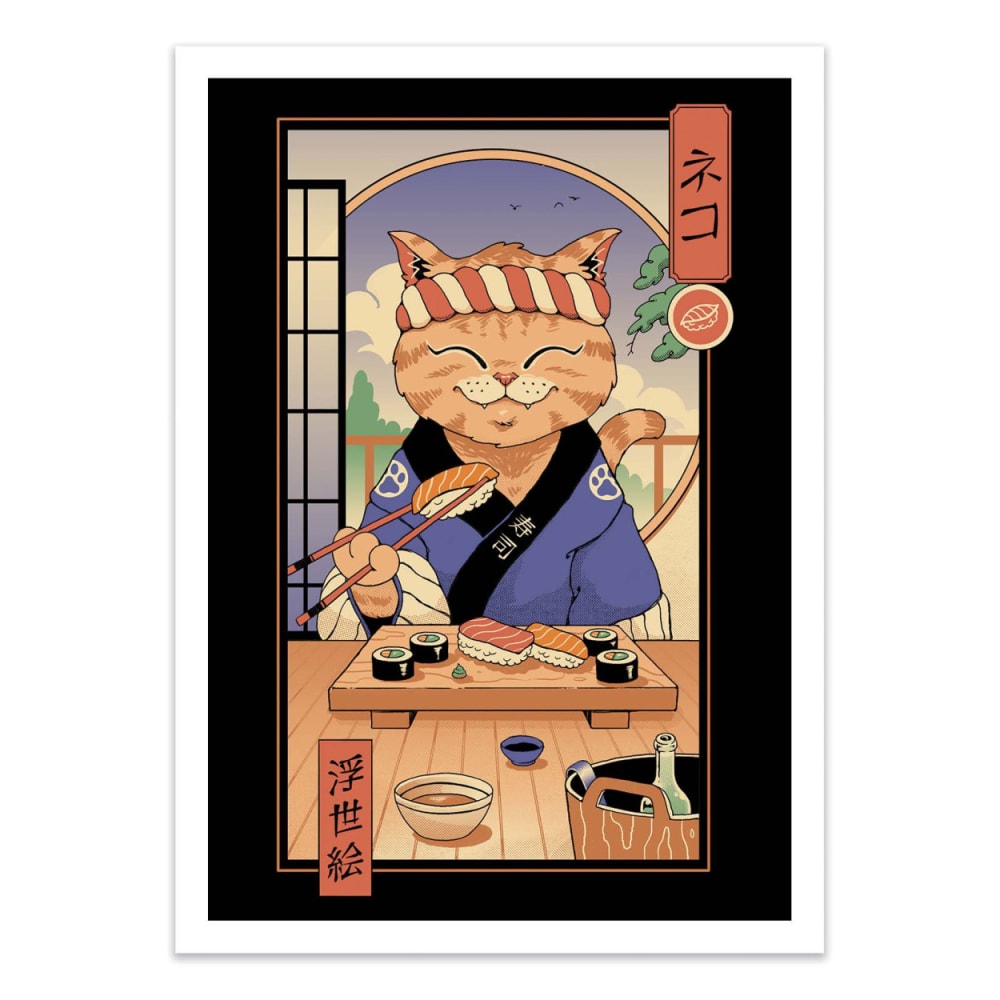 Affiche 30x40 cm - Sushi cat in Edo - Vincent Trinidad