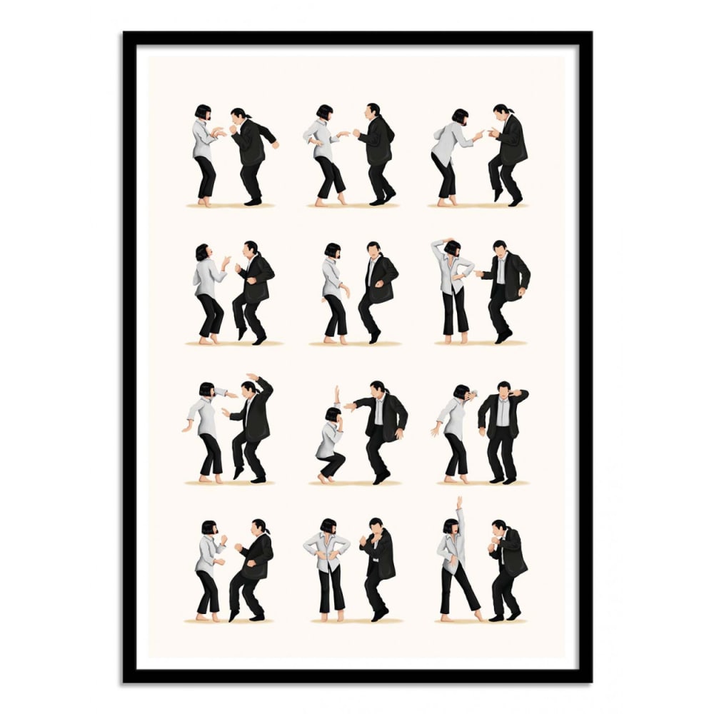 Affiche 30x40 cm et cadre noir - Pulp Fiction Dancing - Nour Tohme