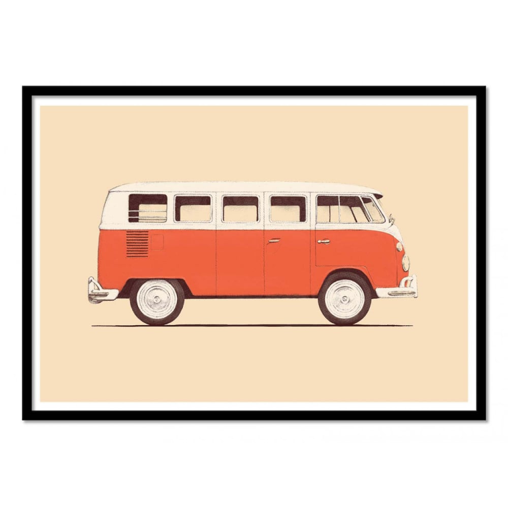 Affiche 50x70 cm et cadre noir - Red Van - Florent Bodart