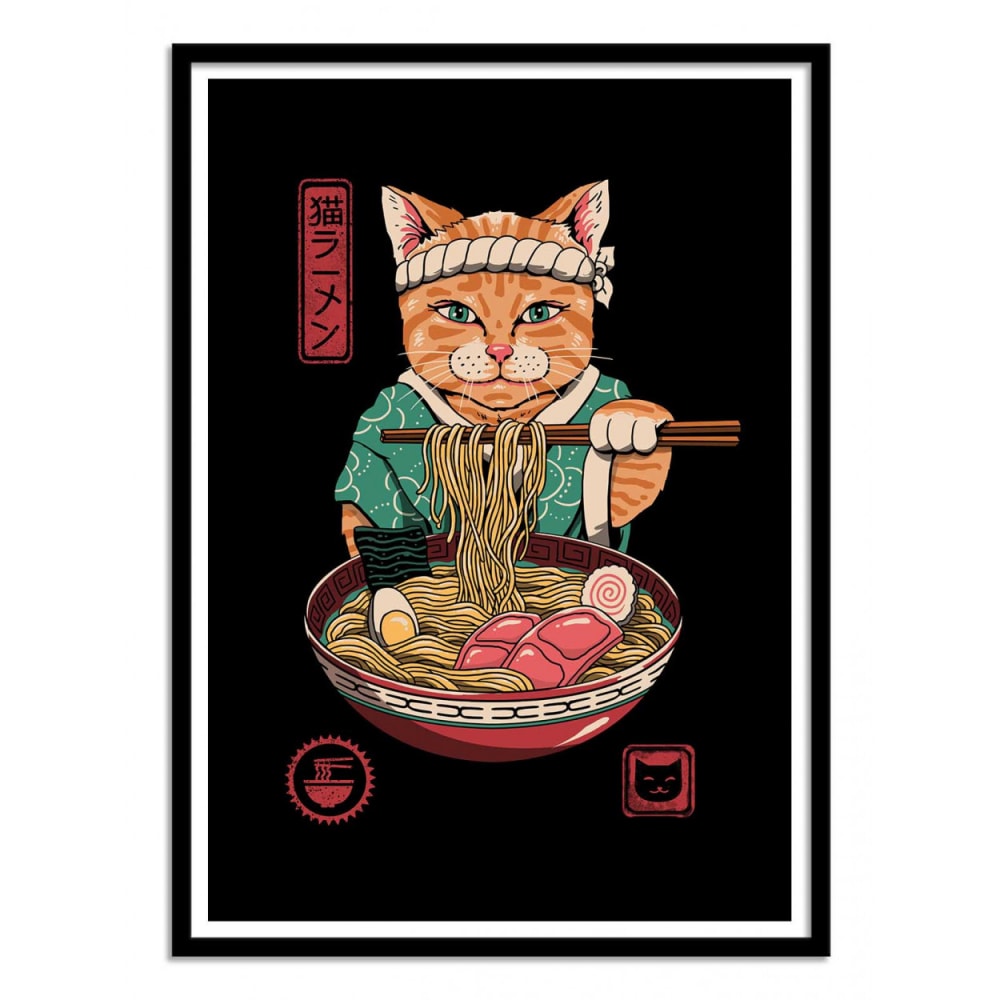 Affiche 30x40 cm et cadre noir - Neko Ramen - Vincent Trinidad