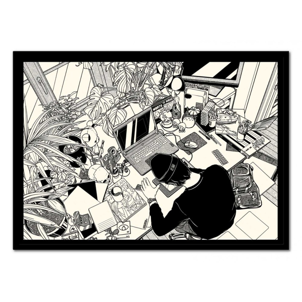 Affiche 30x40 cm et cadre noir - Workspace - Paiheme studio