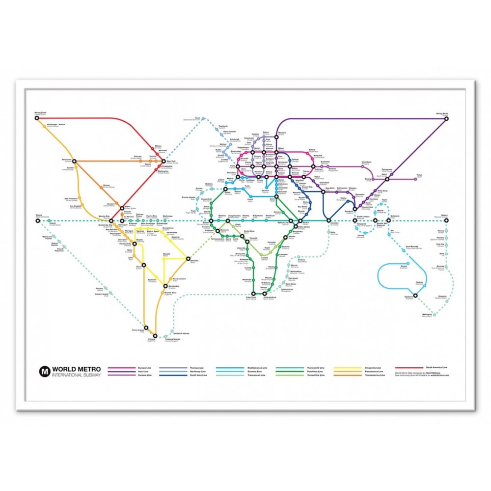 Affiche 50x70 cm  - World Metro Map - Olivier Bo - Maisons du Monde