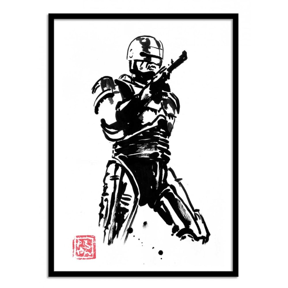 Affiche 30x40 cm et cadre noir - Robocop - Pechane Sumie