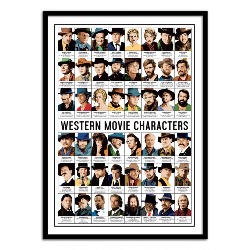 Affiche 50x70 cm - Western Movie Characters - Olivier Bourdereau - Maisons du Monde
