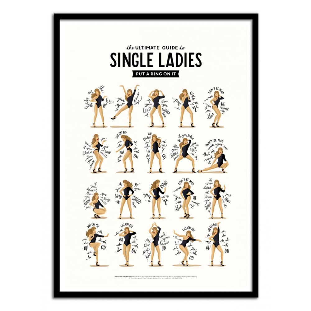 Affiche 30x40 cm et cadre noir - single ladies - Nour Tohme