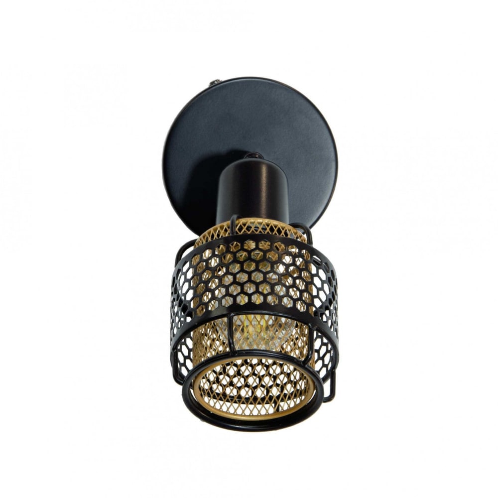 Applique 1 lumière en métal grillagé noir et cuivré — vue 4