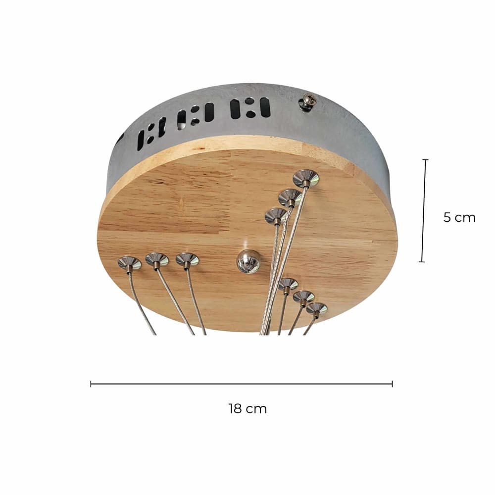 Suspension led dimmable 3 anneaux en bois naturel — vue 4