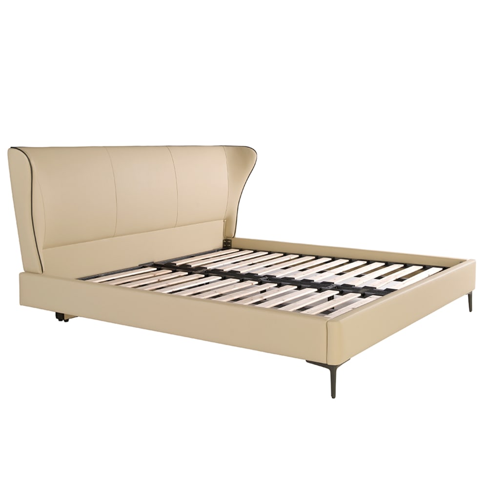 Angel Cerda Bett aus cremefarbenem Kunstleder style modern Schwarz