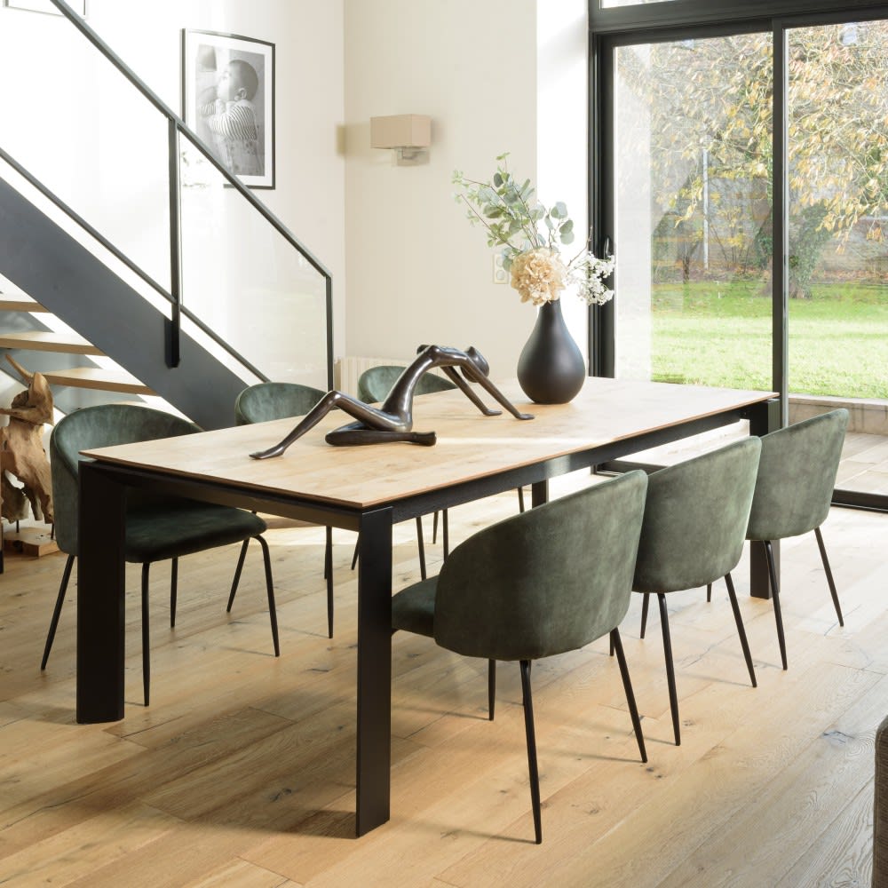 Lot de 2 chaises velours vert sapin dossier enveloppant - Maisons du Monde