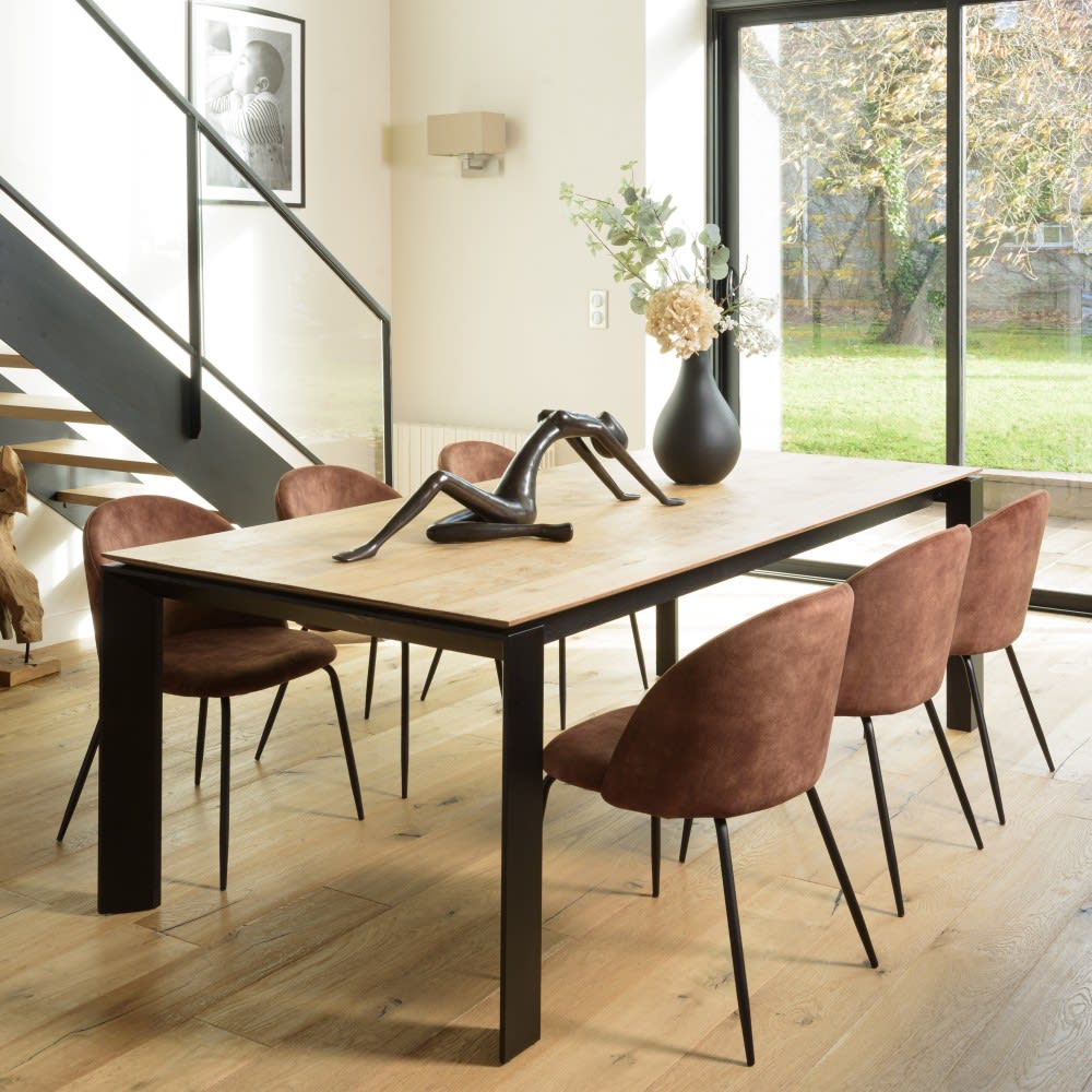 2 Stühle Mahagoni-Samt abgerundeter - Maisons Du Monde
