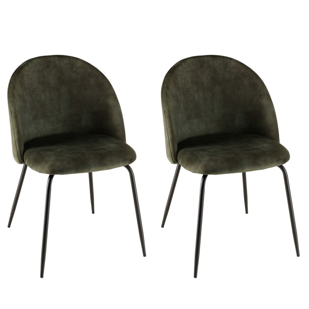 2 Stühle Velours tannengrün abgerundet - Maisons Du Monde