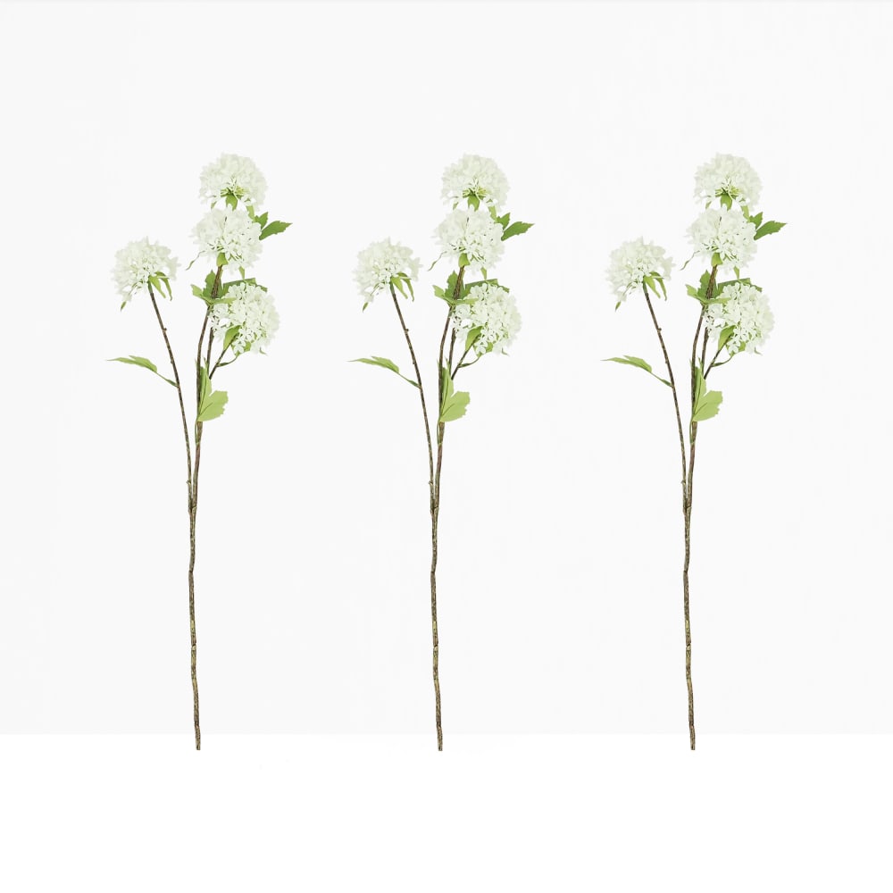 Tige de 4 pompons artificiels blanc 75cm lot de 3 - Maisons du Monde