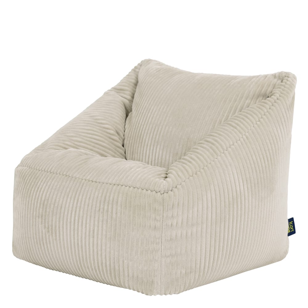 Pouf fauteuil enfant en velours côtelé beige galet