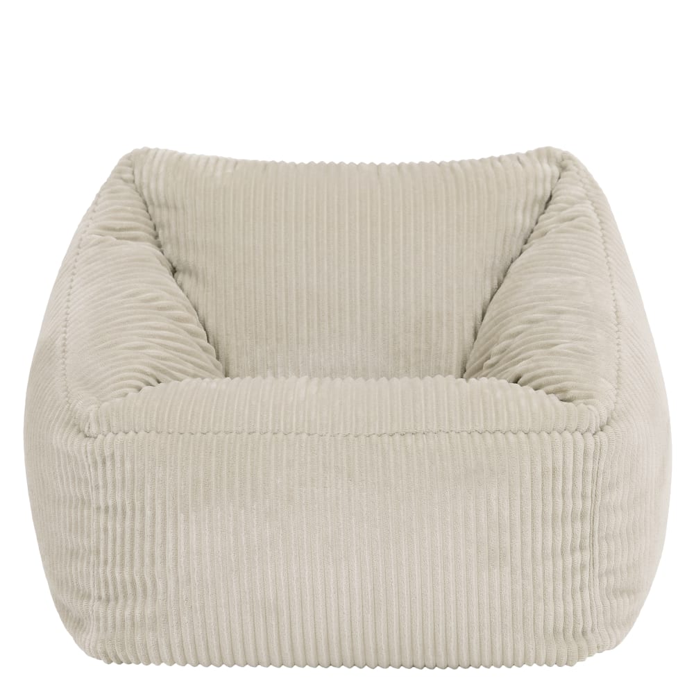 Pouf fauteuil enfant en velours côtelé beige galet (Icon) - Image 2