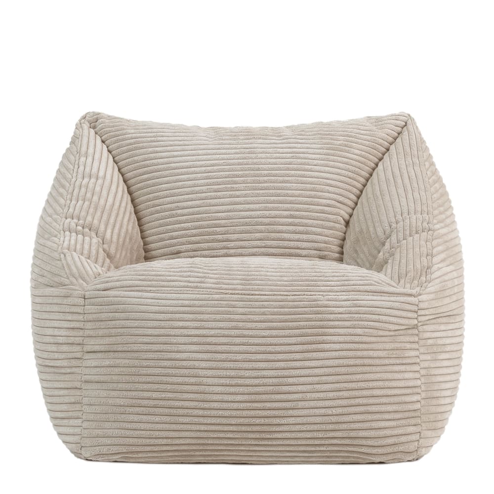 Pouf fauteuil enfant velours côtelé beige galet (Icon) - Image 2