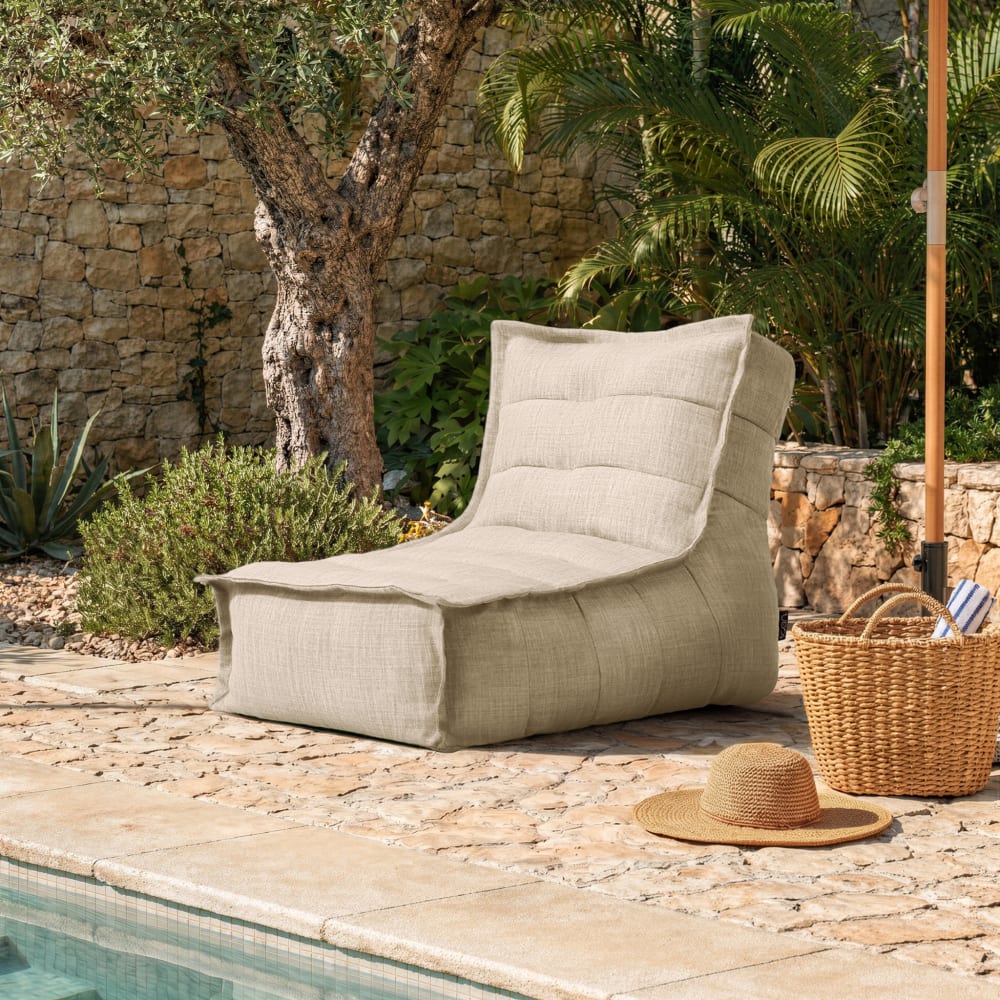 Pouf chauffeuse d'extérieur beige/naturel - Maisons du Monde