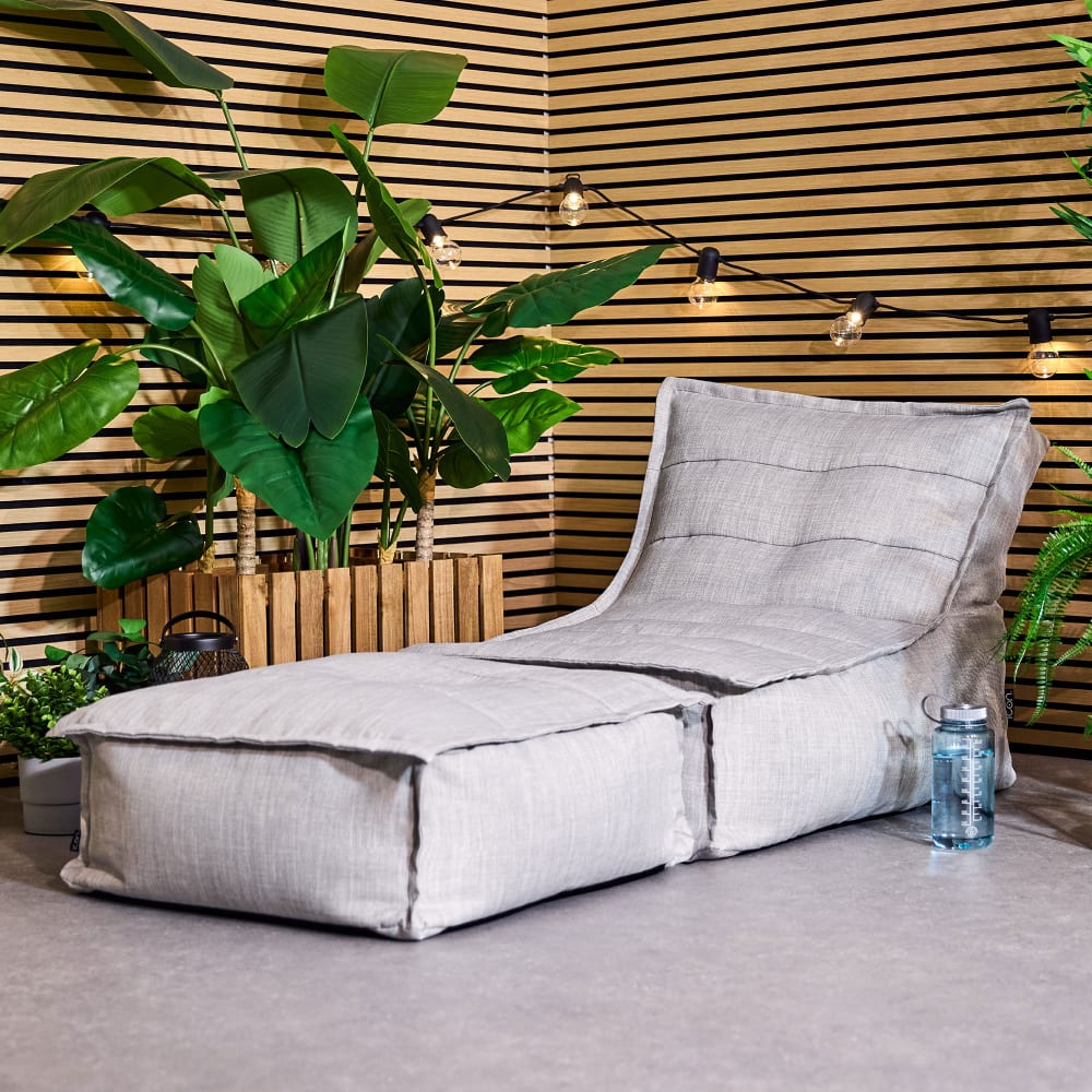 Pouf chauffeuse et repose-pieds d'intérieur et d'extérieur gris