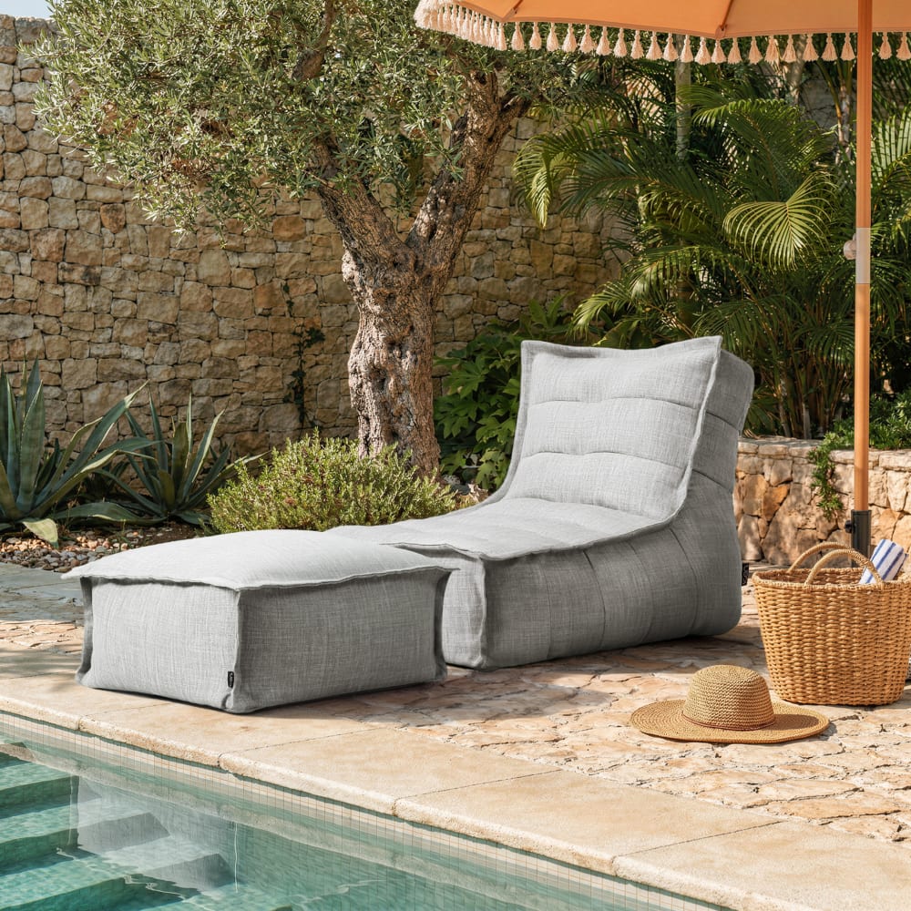 Pouf chauffeuse et repose-pieds de jardin gris - Maisons du Monde