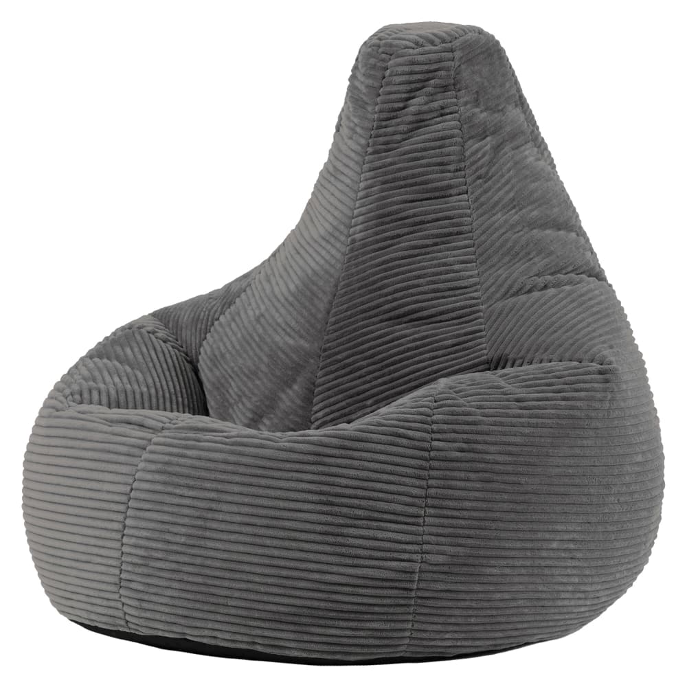 Pouf poire à dossier haut velours côtelé gris anthracite — Beyit