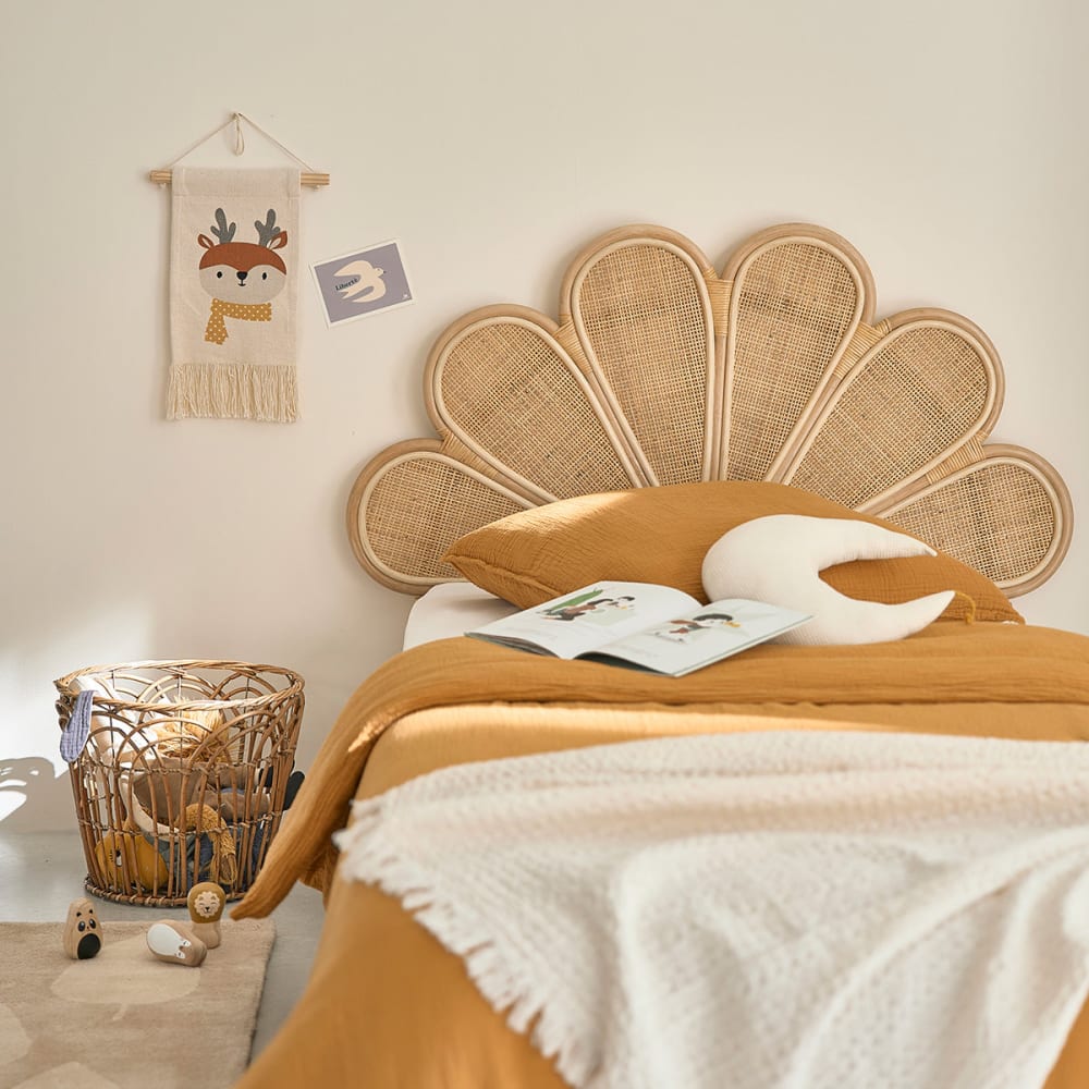 BERAH GETAH Kopfteil aus Rattan und Rohrgeflecht 90 cm style exotic Beige Rattan